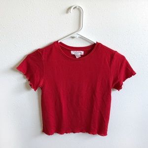 Forever 21 Red Lettuce Edge Crop Top*